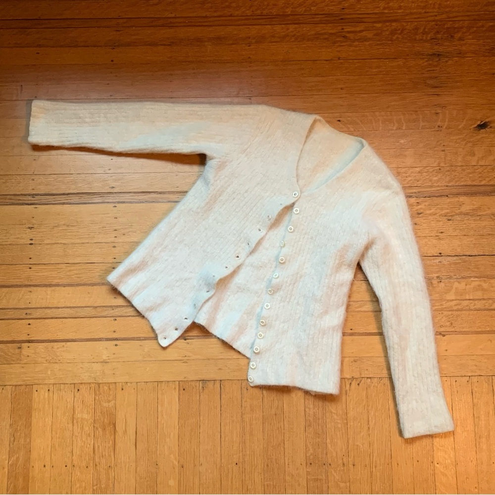 Wool blend cream cardigan